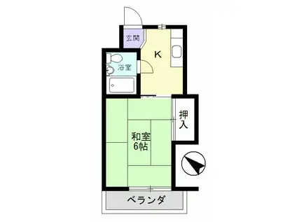 中央ビル(1K/6階)の間取り写真