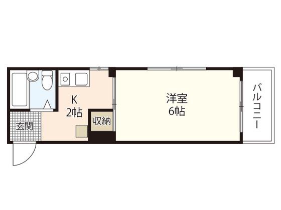 沖ビル(1K/5階)の間取り写真