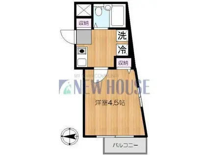 ヴィラ西早稲田(1K/4階)の間取り写真