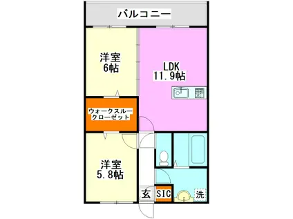 SAN TAROMARU(2LDK/3階)の間取り写真