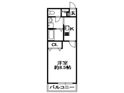アンプルールヴューテラス(1K/2階)の間取り写真