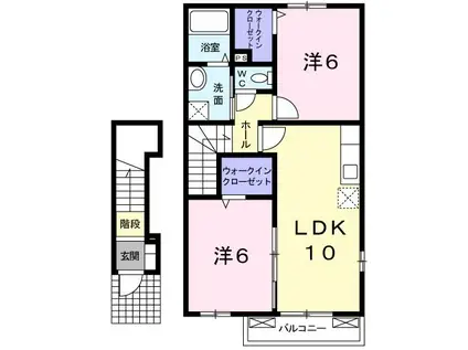 ジュネス・マロンA(2LDK/2階)の間取り写真