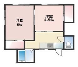 横須賀グリーンベース南棟(2K/1階)の間取り写真