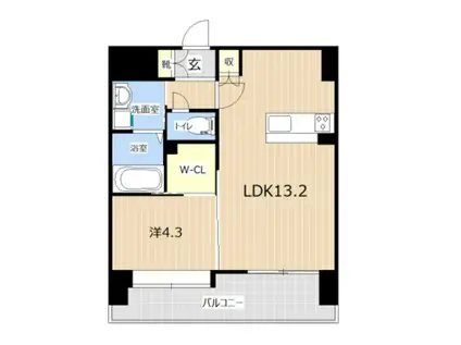 LIBTH桜町(1LDK/4階)の間取り写真