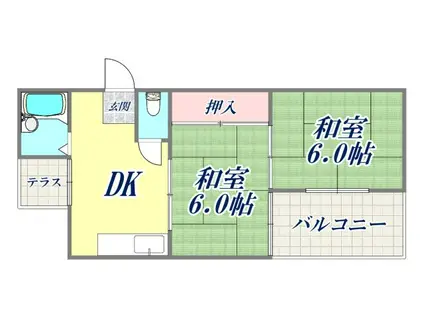 玉屋マンション(2DK/3階)の間取り写真