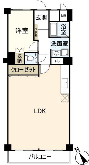 北広田アーバンライフ(1LDK/6階)の間取り写真