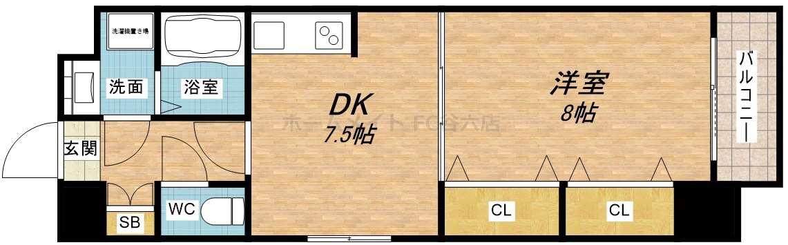 セントアミール南久宝寺(1DK/8階)の間取り写真