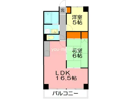 プラザ御殿(1SLDK/5階)の間取り写真