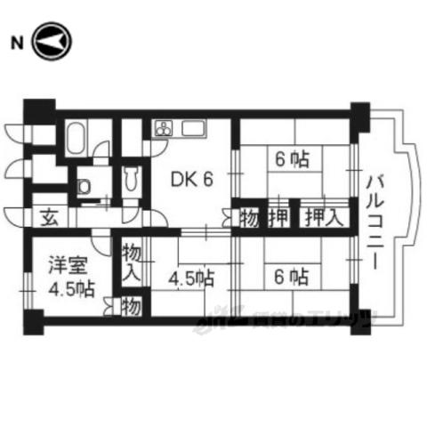 向島ニュータウン第3街区D棟215号(4DK/2階)の間取り写真