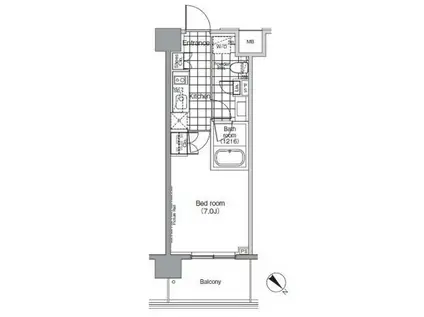 パークハビオ赤坂(1K/9階)の間取り写真