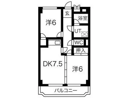 福田マンション(2DK/2階)の間取り写真