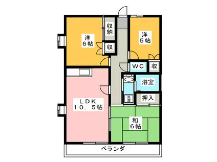 メガーチ日乃出(3LDK/4階)の間取り写真