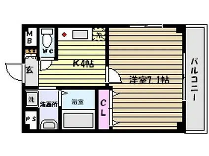 ブルーパール御影(1K/2階)の間取り写真