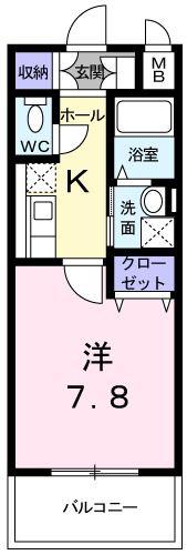 ミルフィーユ(1K/4階)の間取り写真