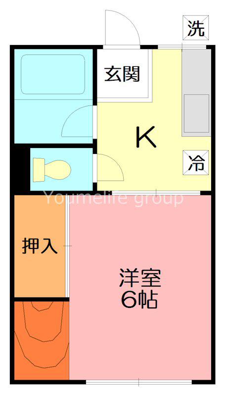 シティハイム開盛I(1K/2階)の間取り写真