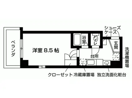 AVENIR朱雀(1K/6階)の間取り写真