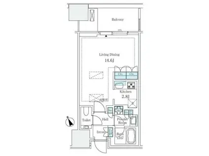 麻布台ヒルズレジデンス(ワンルーム/9階)の間取り写真