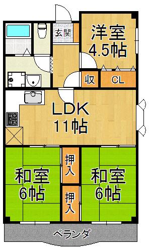 第一寿楽アビタシオン(3LDK/3階)の間取り写真