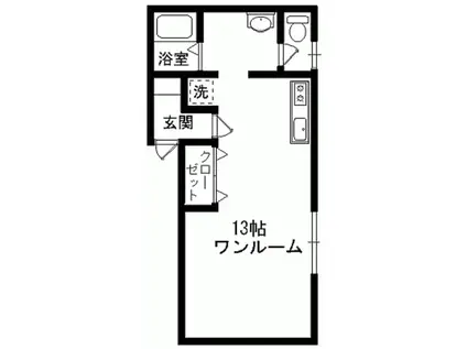 リーフハウス(ワンルーム/2階)の間取り写真