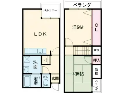 マンションタイムII(2LDK/1階)の間取り写真
