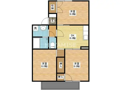 メゾンド山下II(3DK/2階)の間取り写真