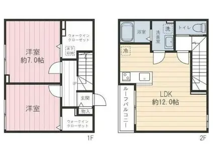 ヒルサイドスクエアII棟(2LDK/1階)の間取り写真