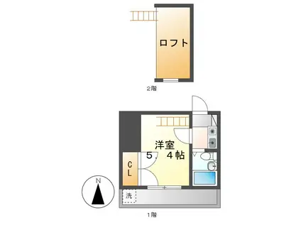 レオパレス21高畑第4(1K/2階)の間取り写真