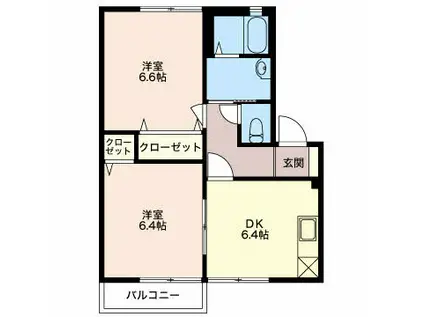 アペックス(2DK/2階)の間取り写真