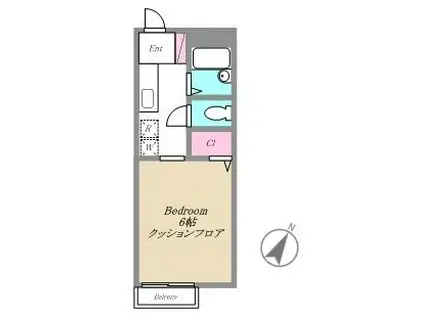 ウイングウエスト(1K/2階)の間取り写真