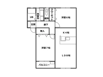 シャン・ド・フルールII(2LDK/1階)の間取り写真