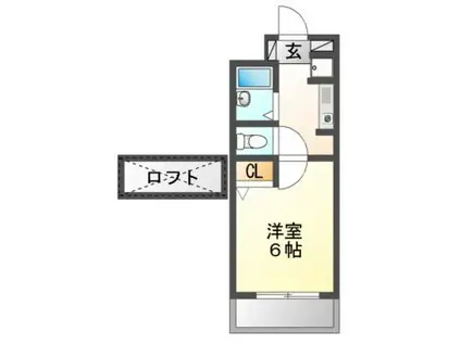 カサヴィエント南(1K/2階)の間取り写真