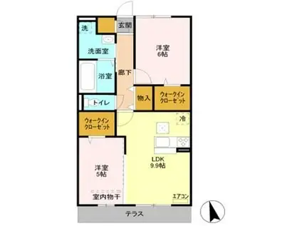 ラディーチェ(2DK/3階)の間取り写真