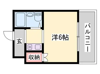 ピースハイツ(ワンルーム/1階)の間取り写真