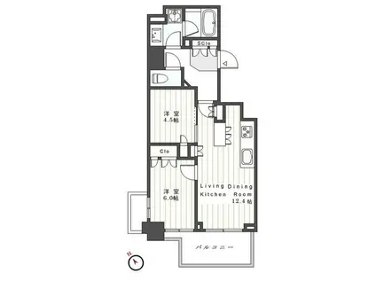 ザ・パークハウス赤坂レジデンス(2LDK/11階)の間取り写真