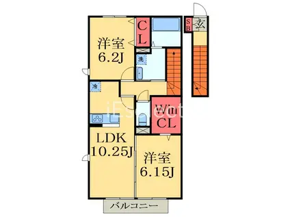 D-ROOM押日(2LDK/2階)の間取り写真