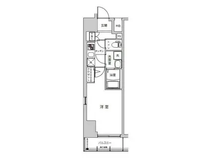 ライジングプレイス西浅草(1K/2階)の間取り写真