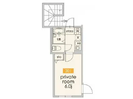 VILLE中落合(1K/2階)の間取り写真