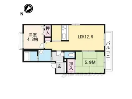 シャーメゾン フェヴリエ A棟(2LDK/2階)の間取り写真