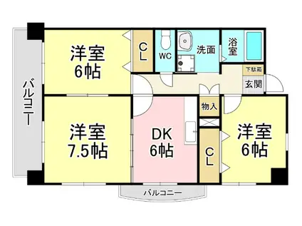 ウェルス守恒(3DK/6階)の間取り写真