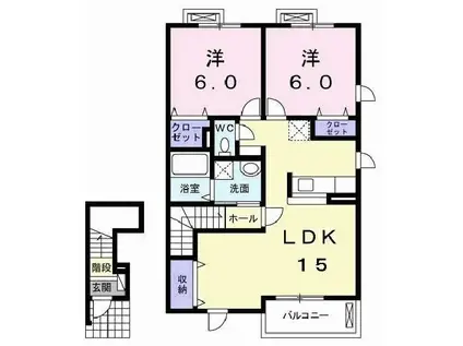 ブリーゼII(2LDK/2階)の間取り写真
