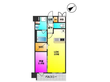 アトリオフラッツ井尻(1LDK/4階)の間取り写真