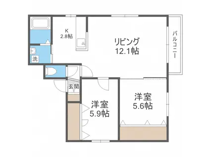 マニフィーク美しが丘(2LDK/3階)の間取り写真