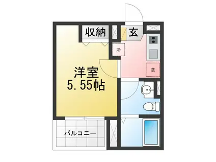 IXO浅間町(1K/3階)の間取り写真