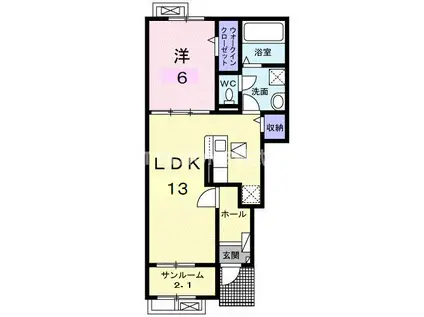 リベルラコッコD(1LDK/1階)の間取り写真