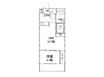 TKアンバーコート浜寺Ⅲ(1LDK/3階)の間取り写真