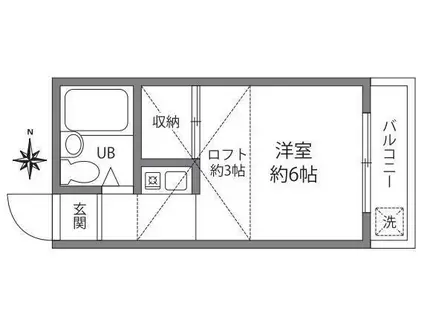まほろば(ワンルーム/1階)の間取り写真