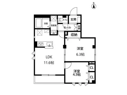 グランテラス目黒(2LDK/1階)の間取り写真