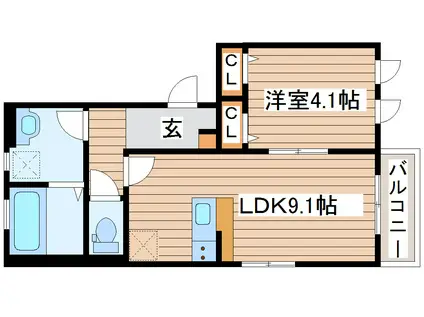 COORS I(1LDK/2階)の間取り写真