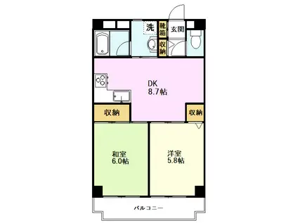 TS GARDEN 一橋学園(2DK/5階)の間取り写真