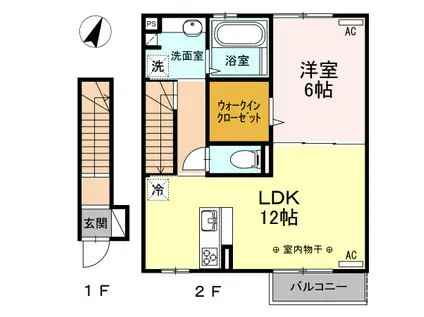 チェリーブロッサム A棟(1LDK/2階)の間取り写真